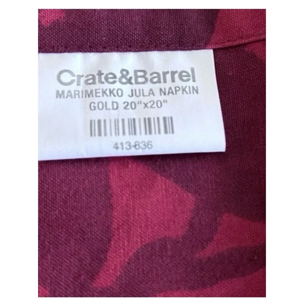 Crate & Barrel Marimekko Julia Cloth Napkins Set of 10, Burgundy, 100% Cotton